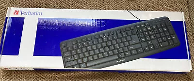 “Verbatim Slimline Corded USB 2.0 Computer Keyboard Black #99201 Brand New” • $9