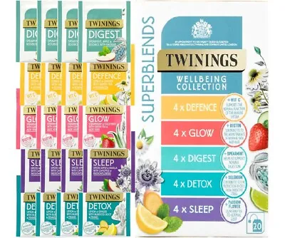 £5.99 • Buy Twinings Superblends Wellbeing Collection Individually Enveloped Herbal Tea Bags