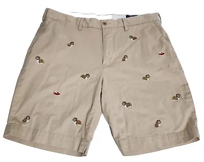 Polo Ralph Lauren Bulldog Embroidered Dog Khaki Chino Classic Stretch - Mens 34 • $15