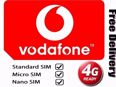 £0.99 • Buy Vodafone PAYG Pay As You Go Nano 4G Sim Card For IPhone 5, 6, 7 Plus S5,S6,S7 A5