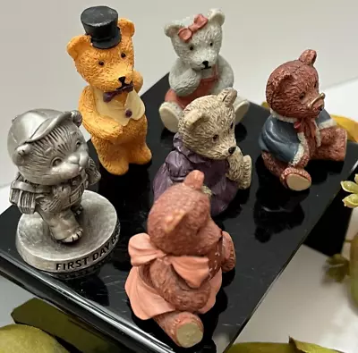 Lot Of 6 Miniature Teddy Bears Bear Resin Avon Pewter Multi Color Vintage Group • $12.95