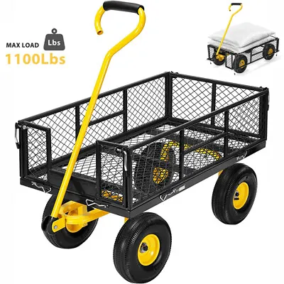 1100lb Steel Utility Wagon Cart Heavy Duty Outdoor Wheelbarrow Yard Lawn Trolley • $99.99
