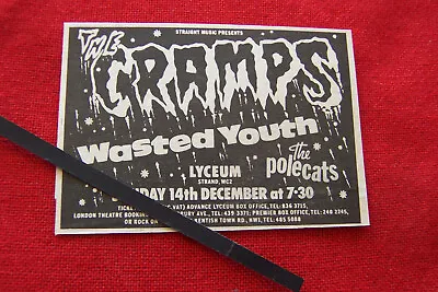 The Cramps Wasted Youth Polecats Original 1980 Vintage Gig Advert Lyceum London • £5.99