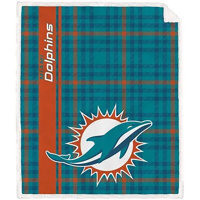Miami Dolphins NFL 60'' X 70'' Plaid Flannel Fleece Blanket-F51043190 • $62.95