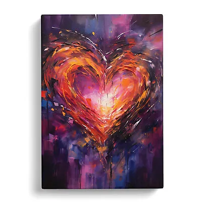 Love Heart Gestural Art Canvas Wall Art Print Framed Picture Decor Living Room • £29.95