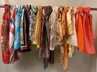 Lot Of 14 Vintage 60s 70s 80s Oblong Womens Scarves Mod Groovy Prints • $39.99