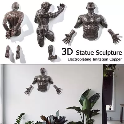 £11.47 • Buy Abstract Character Resin Wall Art 3D Through Wall Statue Sculpture Climbing Man