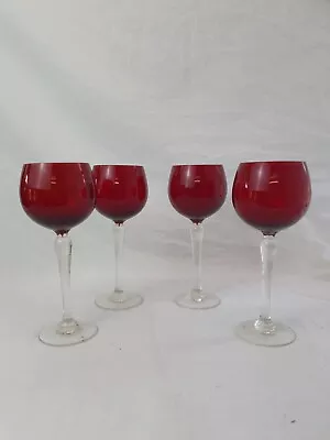 4 Vintage Coloured Red Wine Glasses Mid Century • £14.99