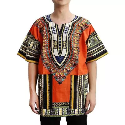 Men's African T-Shirt Short Sleeve Casual Shirt Top Blouse • £12.42