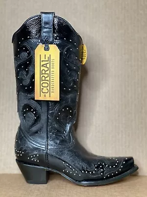 CORRAL Embellished Black Overlay Western Boots Z5128 Size 8.5 • $169.99