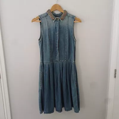 Levi's Vintage Denim Sleeveless Shirt Dress Size Small Uk Size 10 Midi Blue  • £69.99