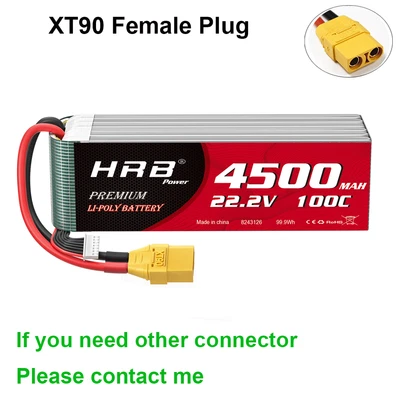 £69.99 • Buy HRB 6S 22.2V 4500mAh 100C XT90 LiPo Battery For RC Drone Helicopter Truck Boat