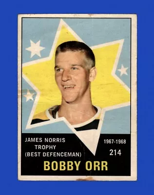 1968-69 O-Pee-Chee Set-Break #214 Bobby Orr Norris Trophy LOW GRADE (crease) • $3.25