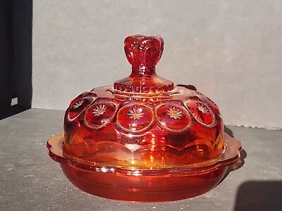 L.E. Smith Moon & Stars Red Amberina Cheese/Butter Dish • $39.99