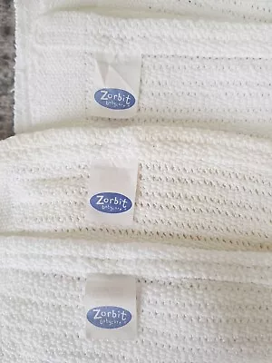 £15 • Buy Vintage Pram Zorbit Blanket X 3 Cotton Cellular White