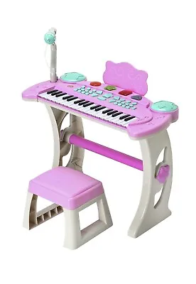 Chad Valley Toys Kids Piano Keyboard Stand And Stool - Pink • £48.99