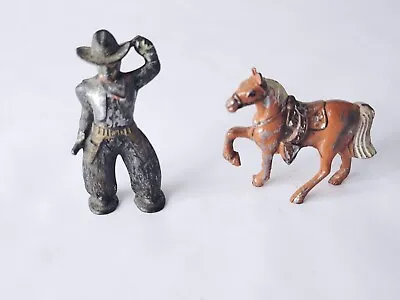 Vintage Metal Figures - Cowboy & Horse - 2.75  Tall • $11.99