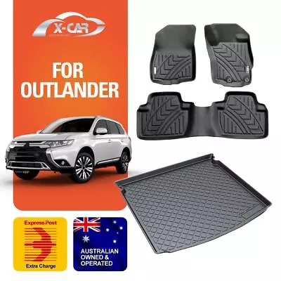 Heavy Duty Mats For Mitsubishi Outlander TPE Floor Cargo Boot Liner Carpet 07-21 • $59.95