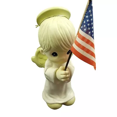 2004 Precious Moments GARDEN COLLECTION Angel W/ American Flag Child Yard Statue • $26.99