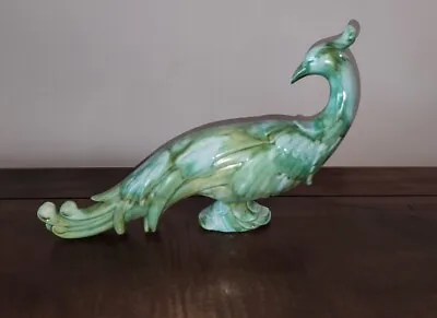 $15 • Buy Vintage Ceramic Peacock Figurine Green