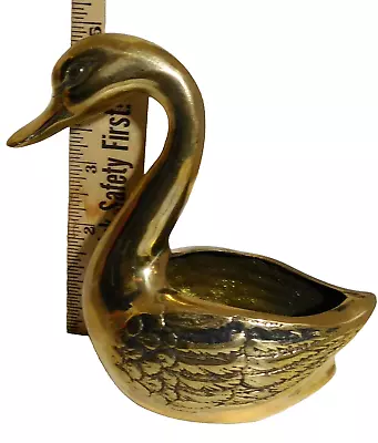 Vintage Brass Swan Bird Figurine Open Back Planter Paper Weight 1960's • $11.95