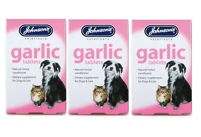 Johnsons 40 Garlic Tablets Bulk Buy - Dogs Cats Natural Herb Remedy Fleas Worms • £7.70