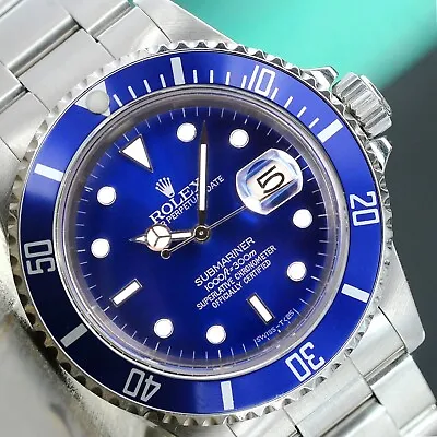 Rolex Submariner Date Mens Watch Steel Blue Dial Blue Insert Bezel Oyster 40mm • £8332.33