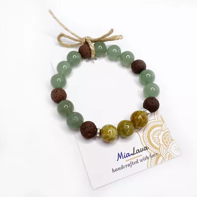 Mia Lava Aromatherapy Crystal Diffuser Bracelet - Moss & Stone - Good Luck • $25