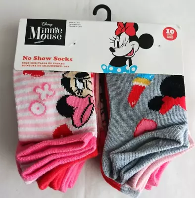 Disney Minnie Mouse No Show Socks Multicolor 10 Pairs Shoe Size 7-10 NWT • £14.45