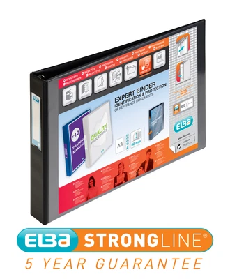 Elba Vision Ring Binder Pvc 4 D-Ring A3 30Mm Rings Landscape Black Pack 2 • £43.45