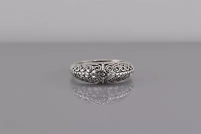 Sterling Silver Openwork Scrolled Dome Tapered Band Ring 925 Sz: 7 • $23.50