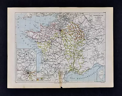 1885 Cortambert Map - France Railroads Paris De Lille Nimes Nancy Lyon Reims RR • $9.99