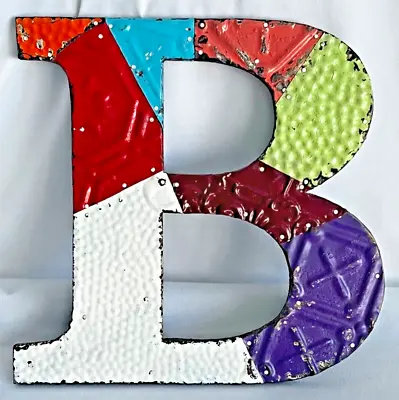 Vintage Antique Ceiling Tile Tin Letter Initial B Multi-color 12X12  Farmhouse🍒 • $64.69