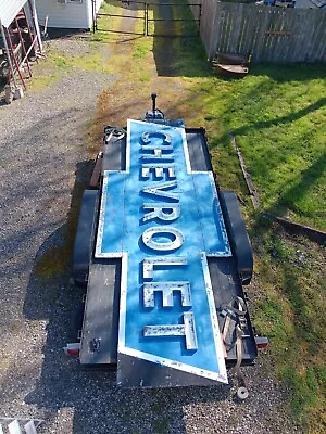 Vintage Chevrolet Car Dealership Sign  Blue/white18 Ft By 79 Inchesgalvanized • $9000