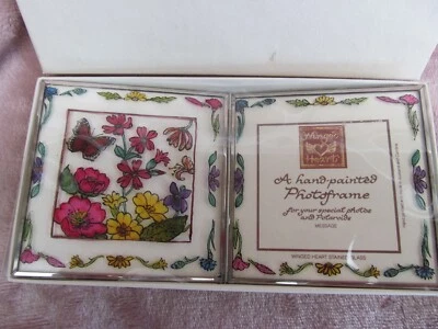 £14.99 • Buy Winged Heart Stained Glass Photo Frame Hand Painted Butterfly Flowers Polaroid