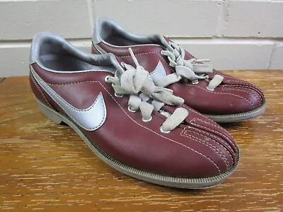 Vintage 1980s Nike Bowling Shoes Women's Size 6 Maroon/Silver Retro Split Toe • $54.98