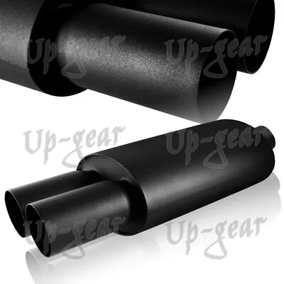 Universal 3  Dual Tip Black Stainless Steel Weld On Exhaust Muffler 2.5  Inlet • $48.50
