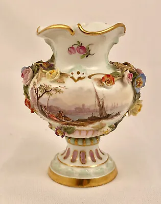 Meissen Vase Miniature Encrusted Scenic 1870s • $895