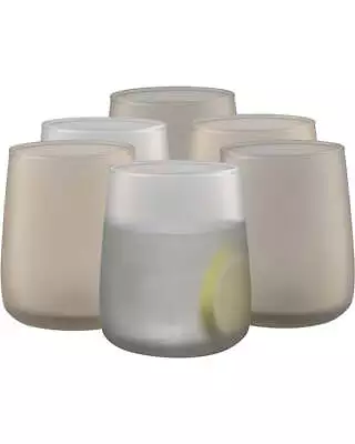 Set Of 6 Glasses Tumblers Drinking Drink Small Modern Coloured 300ml Beige • £12.99