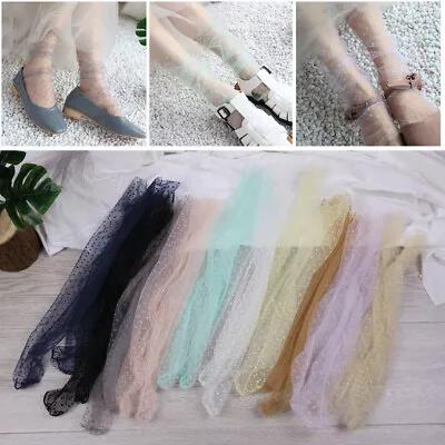 Transparent Ladies Mesh Ankle Socks Dot Lace Socks Female Meias Tulle Socks US+ • $1.79