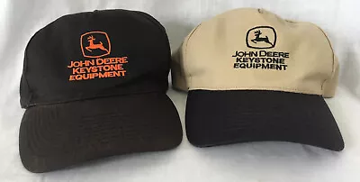VTG John Deere Keystone Dealer Trucker Hat Snap Back Khaki Black Orange Lot Of 2 • $8.99