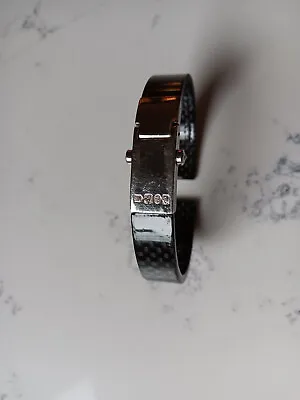 METALSMITHS Sterling Silver & Carbon Fibre Mens Cuff Bracelet • $10.90