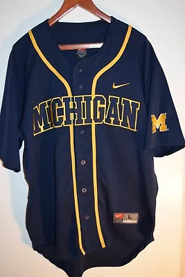 Michigan Wolverines Vtg Sewn Logos Nike Baseball Jersey Men's Large • $75