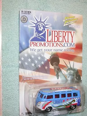 Johnny Lightning Liberty Promotions 1 66 VW 23 Window Samba Bus Blue On Card • $10