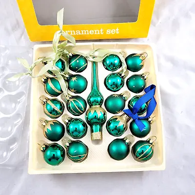 Holiday Living Remember Green Glass Mini Christmas Ornaments Set Of 21 • $13.99