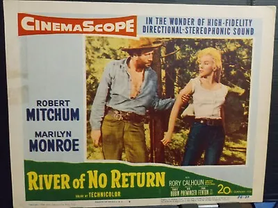 Lobby Card 1954 RIVER OF NO RETURN Outlaw Murvyn Vye Grabs Sexy Marilyn Monroe • $85