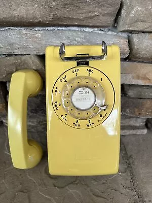 Vtg Western Electric AT&T Yellow 554BMP Rotary Dial Wall Telephone W/backplate • $49.99