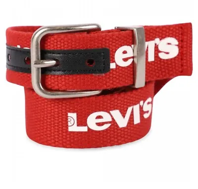 Levi’s Webbing Belt Red Logo Belt (l) 30-32 New With Tags Rrp £23 • £14.99