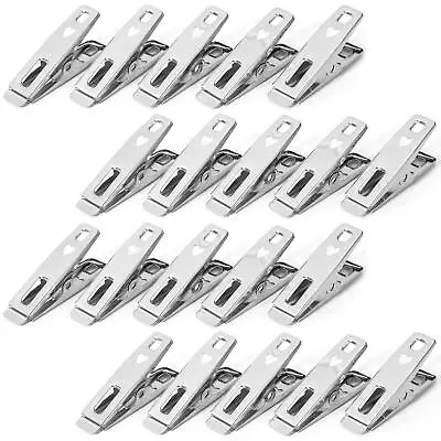 £4.99 • Buy Vinsani Pack Of 20 Stainless Steel Spring Loaded Metal Laundry Clothes Clip Pegs