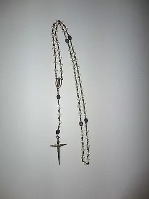 Vintage Rosary Necklace Hayward Sterling Silver Crystal Beads Estate 35  • $24.95